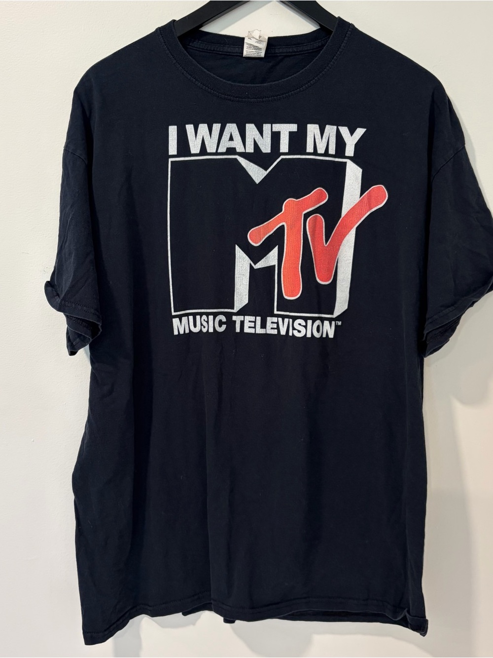 I Want My MTV T-Shirt Mens XL Black Music Television Retro Graphic Logo 80s 90s